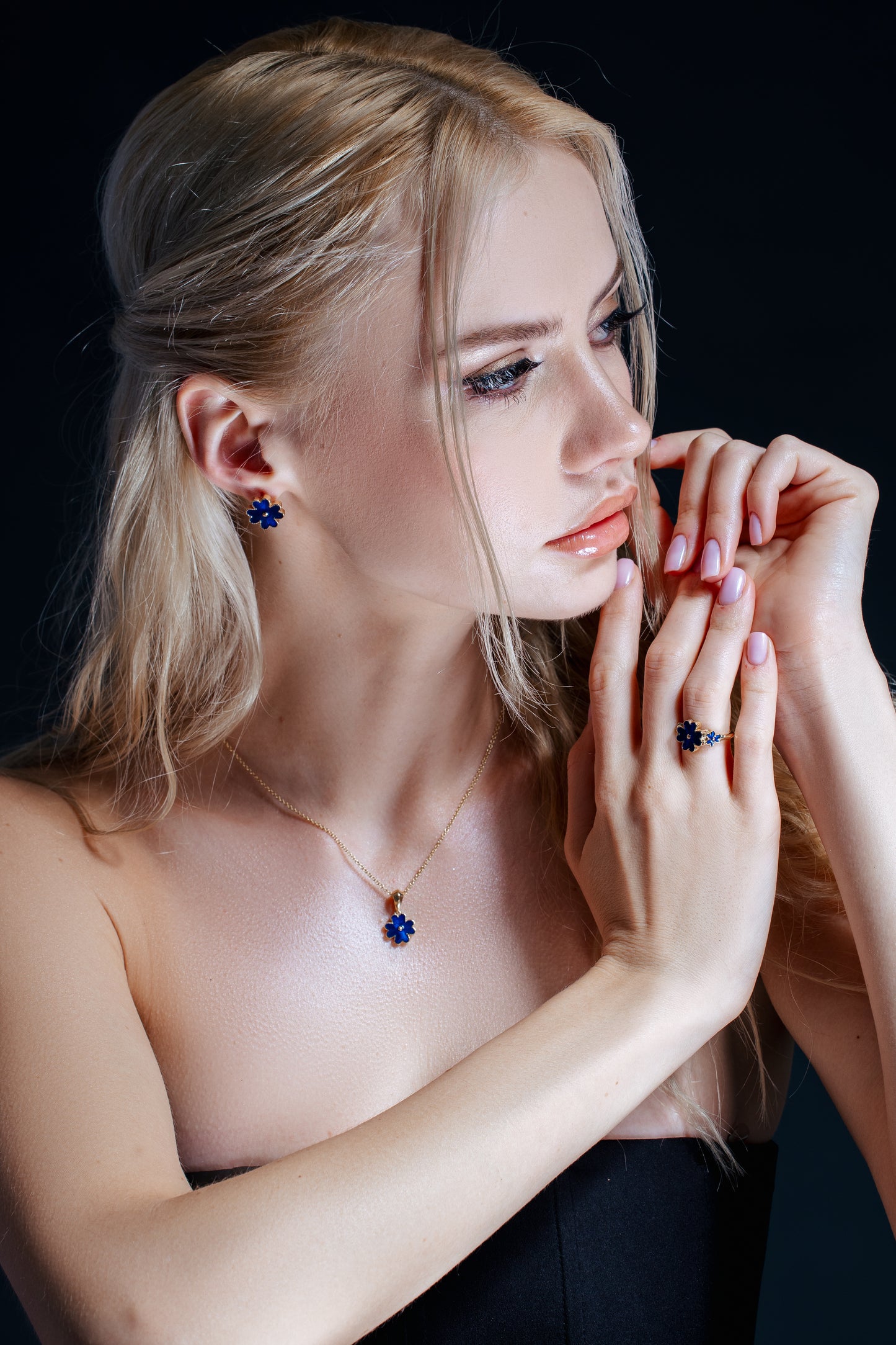 Dark Blue Blossom Earrings