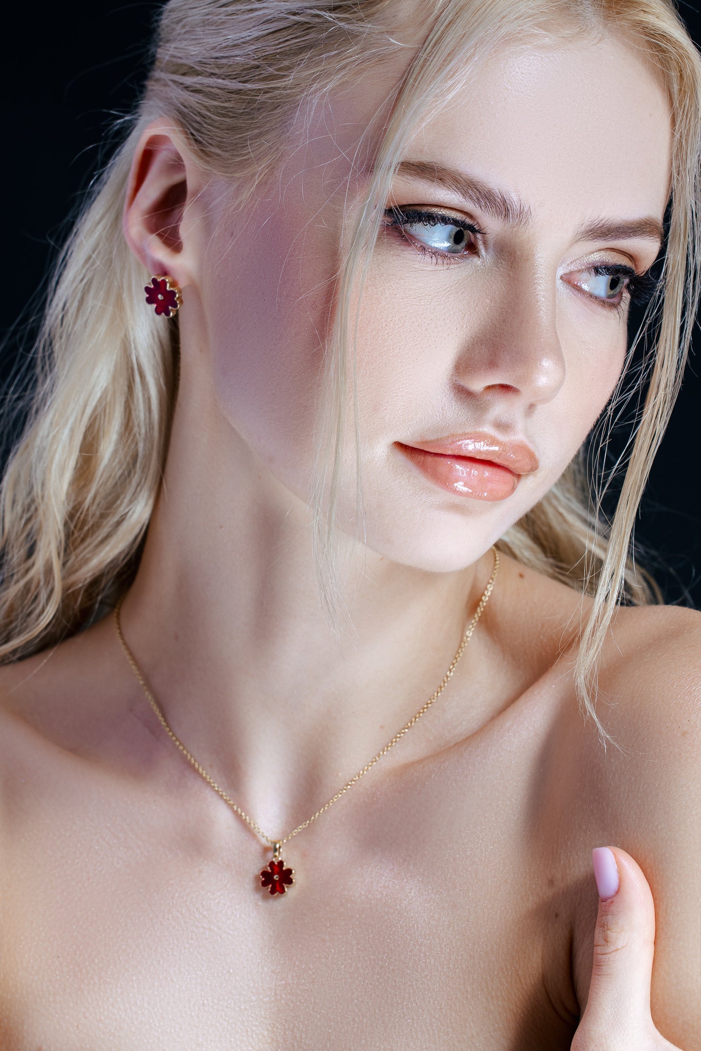 Dark Red Blossom Earrings