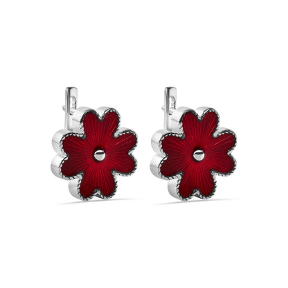 Dark Red Blossom Earrings